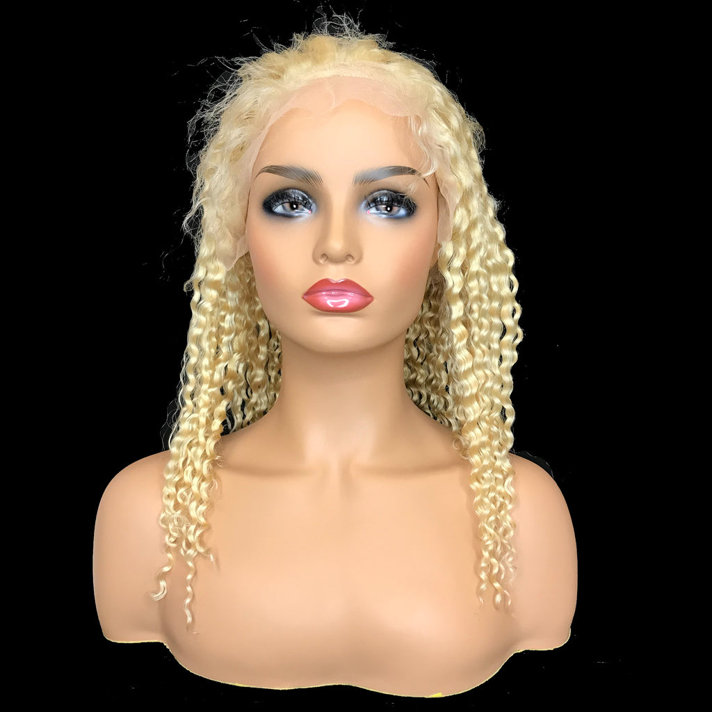 Remy Jerry Curl  13"X 4"Lace Frontal Bob Wig  Blonde #613 - eHair Outlet