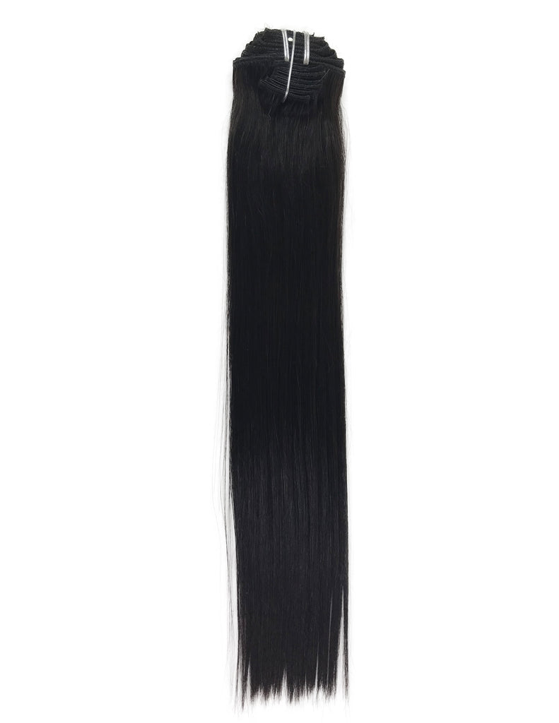 8A Straight Clip-In Human Hair Extension Color 1B - eHair Outlet