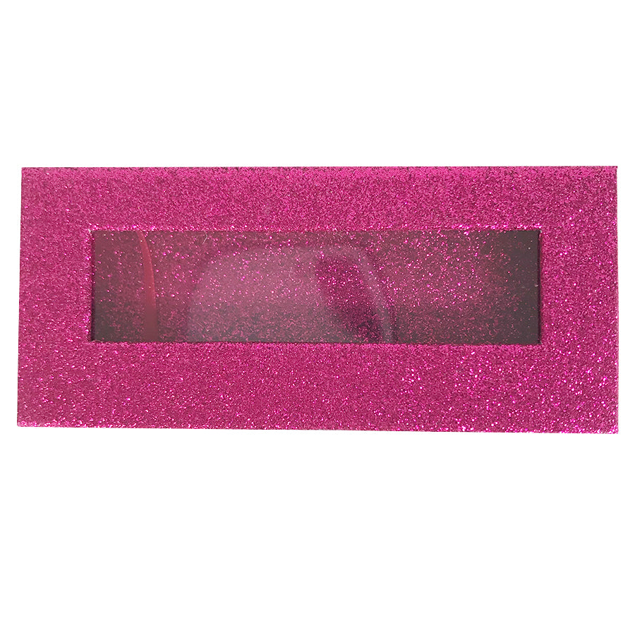 Glitter Hot Pink Empty Eyelash Box Gift Box Full Window / Small &Big - eHair Outlet