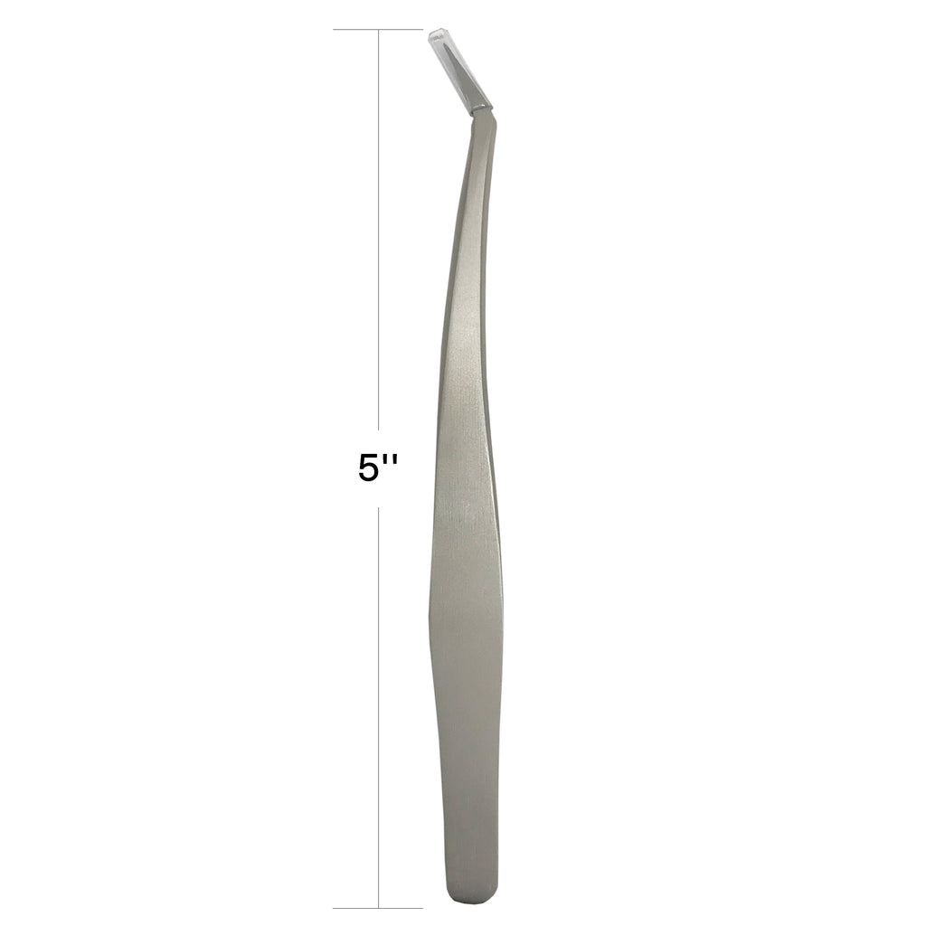 Stainless Steel Eyelash Extension Curved L Tweezers - eHair Outlet