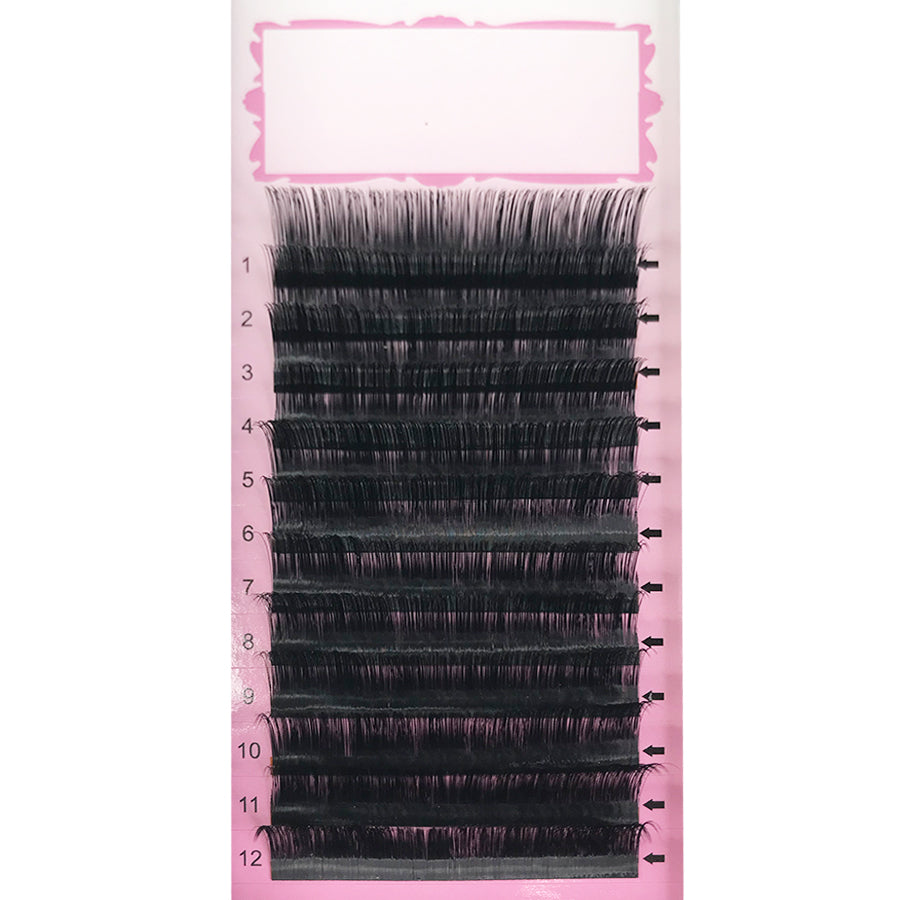 Thickness 0.10 B/C/CC/D Curl  Handmade Soft Natural  Eyelash Extensions Individual Lashes Tray (12 Lines) - eHair Outlet