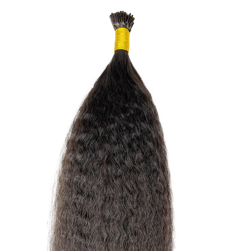 9A Malaysian I-Tip Kinky Straight Human Hair Extension Natural - eHair Outlet