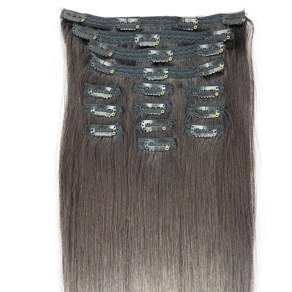 8A Straight Clip-In Human Hair Extension Color 1B - eHair Outlet