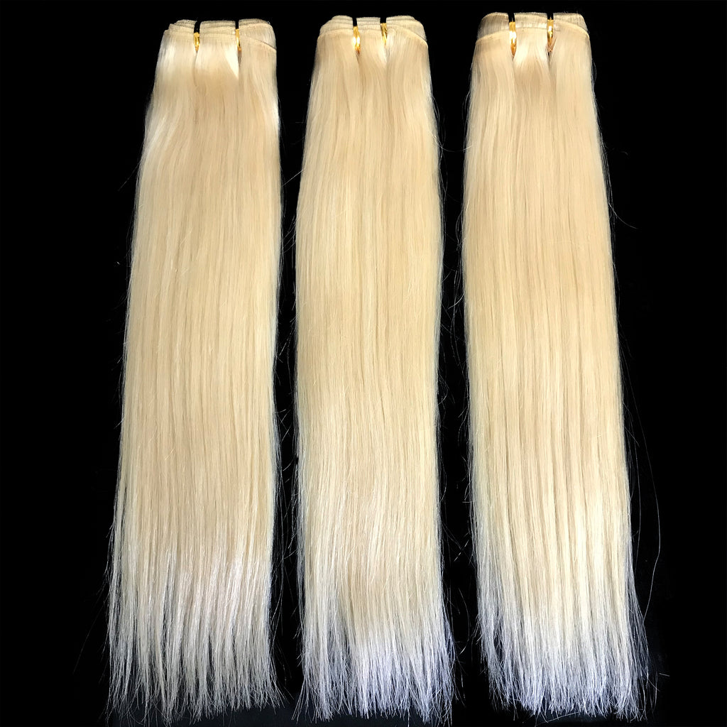 9A Malaysian Platinum Blonde  3 Bundle Set Straight Virgin Human Hair Extension - eHair Outlet