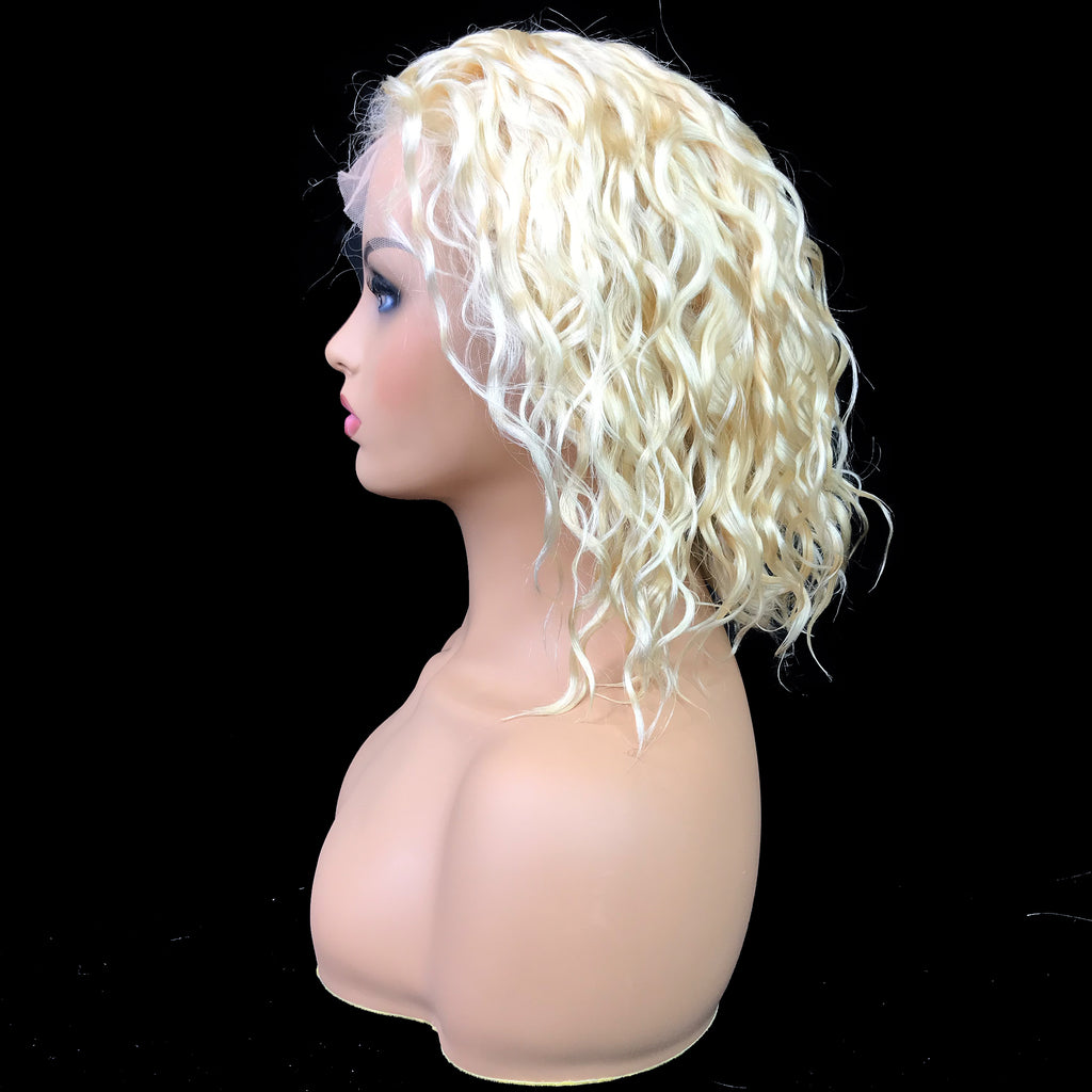 Remy Water Wave  13"X 4"Lace Frontal Bob Wig  Blonde #613 - eHair Outlet