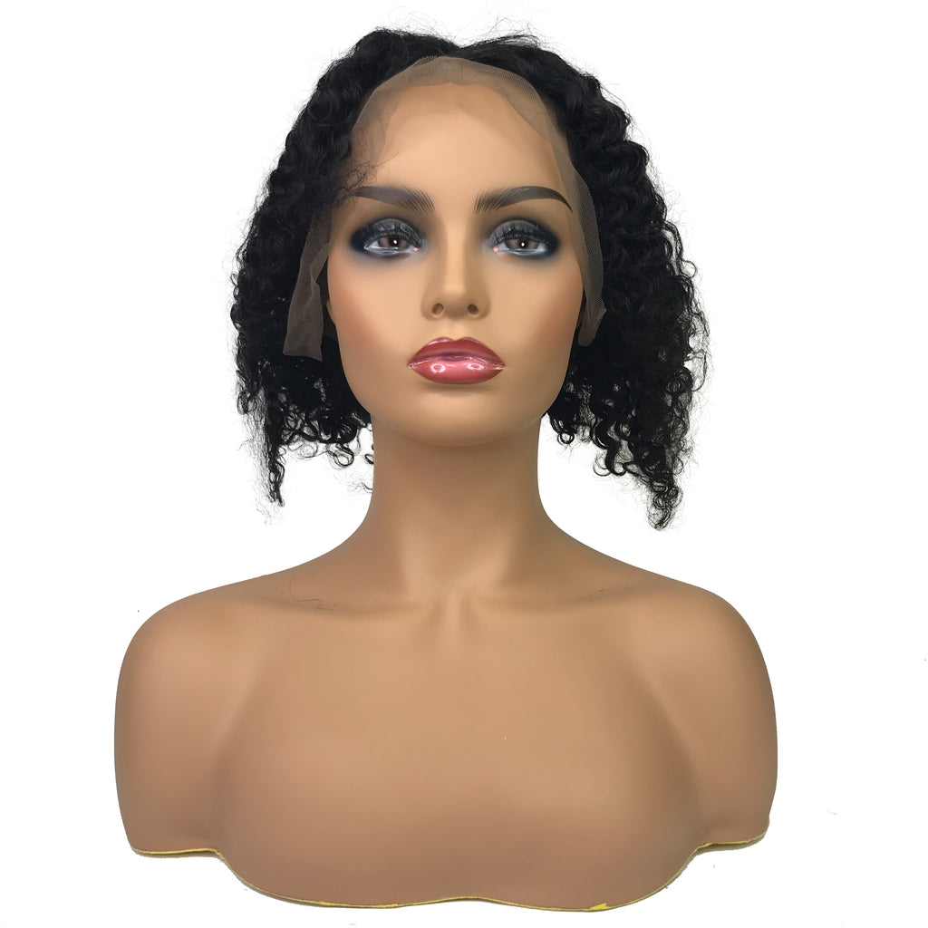 Remy Jerry Curl 13"X 4"Lace Frontal Bob Wig  Natural - eHair Outlet