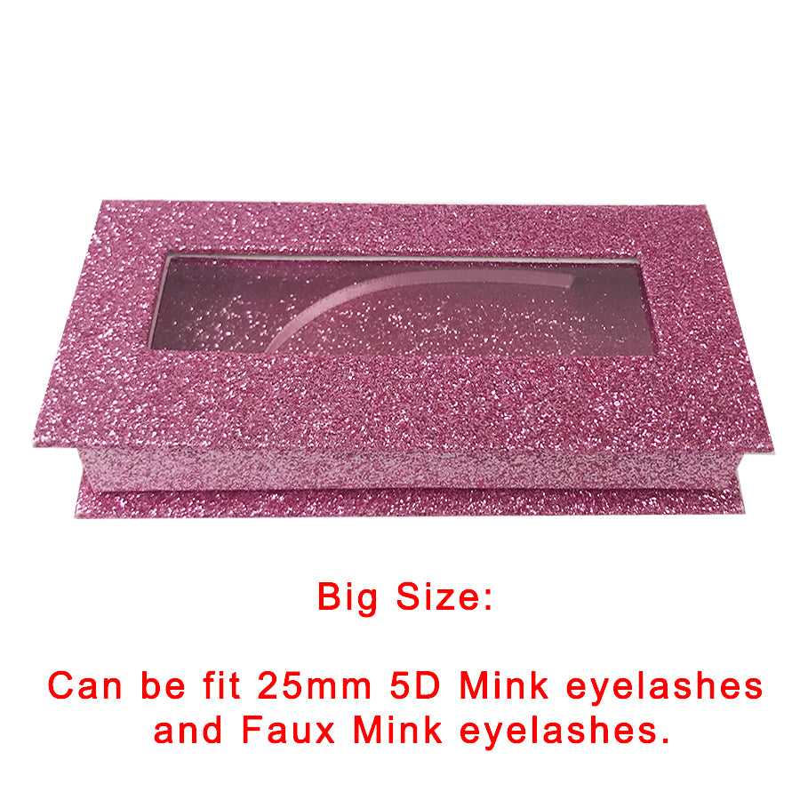 Glitter Pink Empty Eyelash Box Gift Box Full Window / Small &Big - eHair Outlet