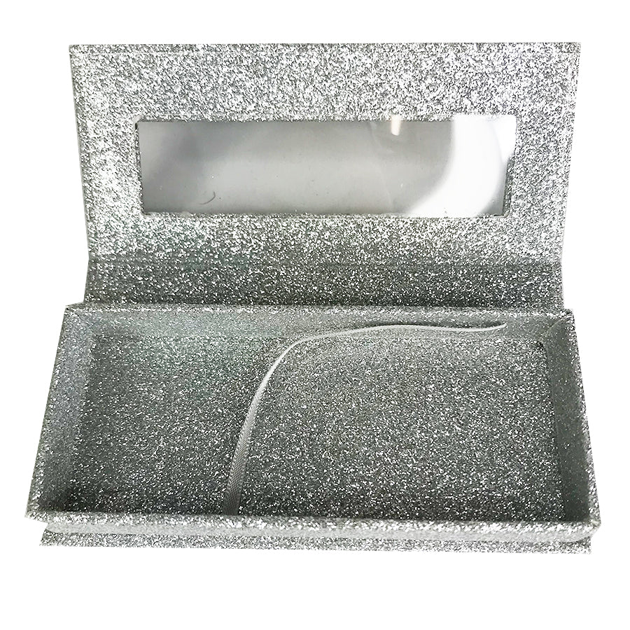 Glitter Silver Empty Eyelash Box Gift Box Full Window / Small &Big - eHair Outlet