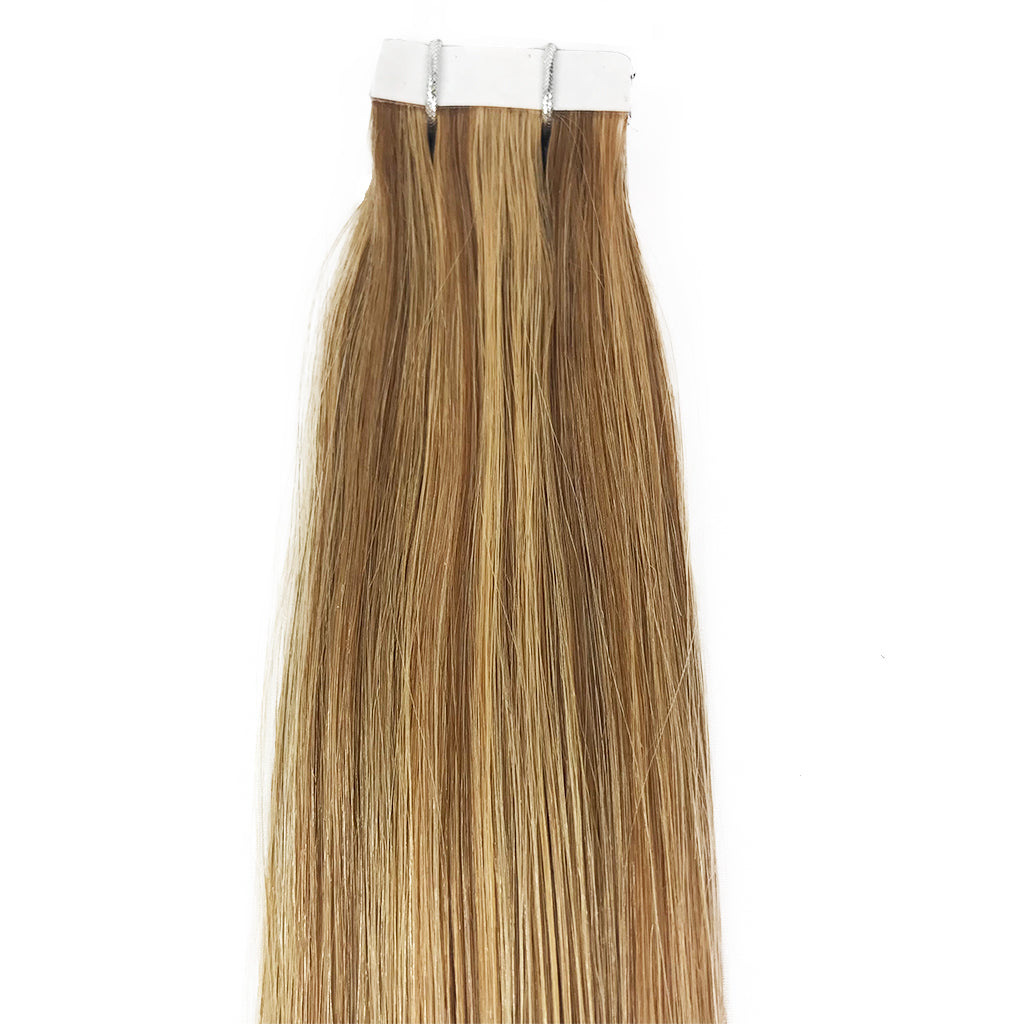 8A Straight Tape-In Human Hair Extension Color F24/27/17 - eHair Outlet