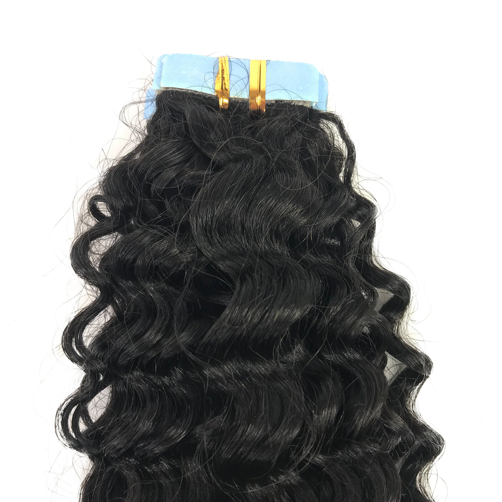 9A Jerry Curl Tape-In Human Hair Extension Natural - eHair Outlet