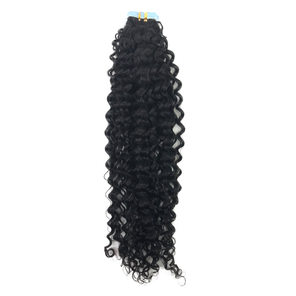 9A Jerry Curl Tape-In Human Hair Extension Natural - eHair Outlet