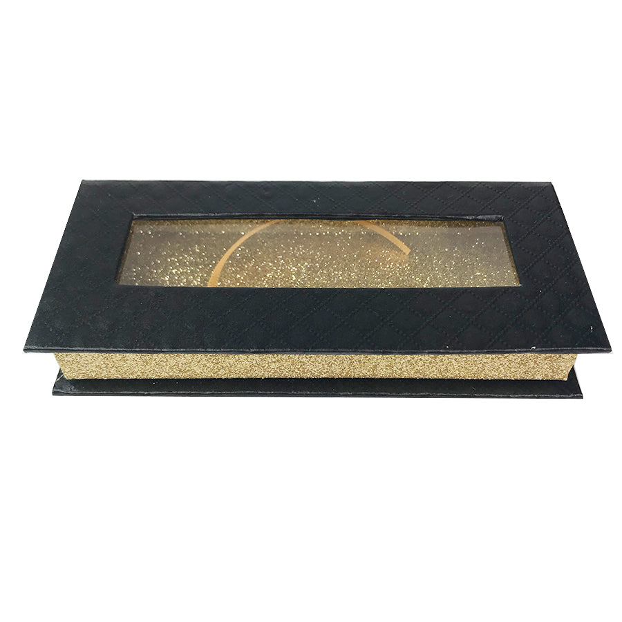 Black and Glitter Gold Empty Eyelash Box Small Gift Box - eHair Outlet