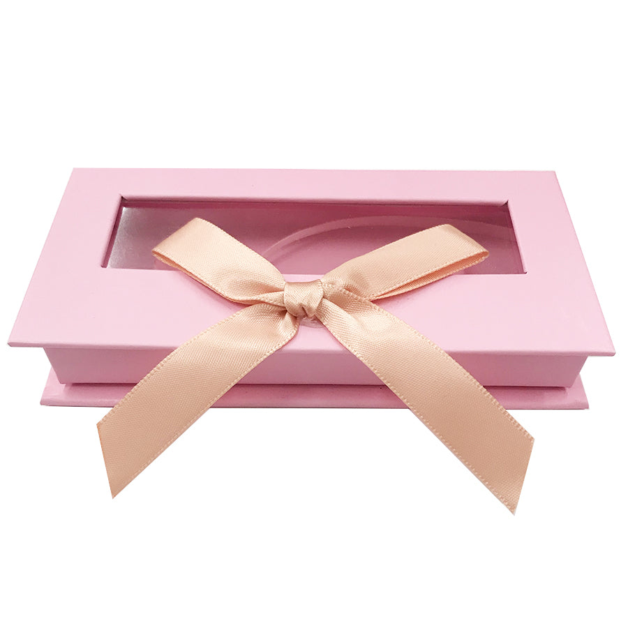Pink Bowknot Empty Eyelash Box Gift Box Full Window Big - eHair Outlet