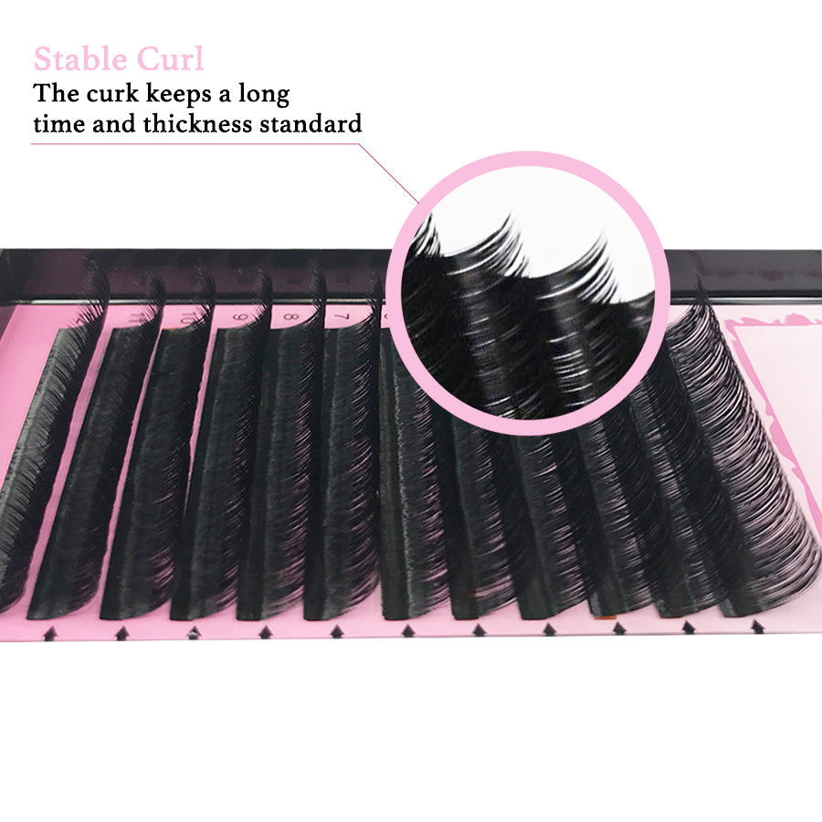 Thickness 0.15 B/C/CC/D Curl  Handmade Soft Natural  Eyelash Extensions Individual Lashes Tray (12 Lines) - eHair Outlet