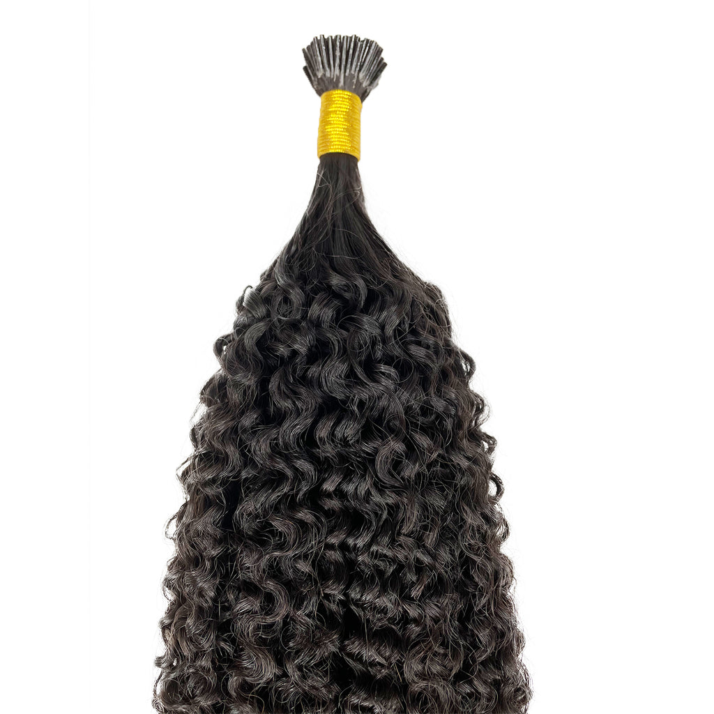 9A Malaysian I-Tip Jerry Curl Human Hair Extension Natural - eHair Outlet