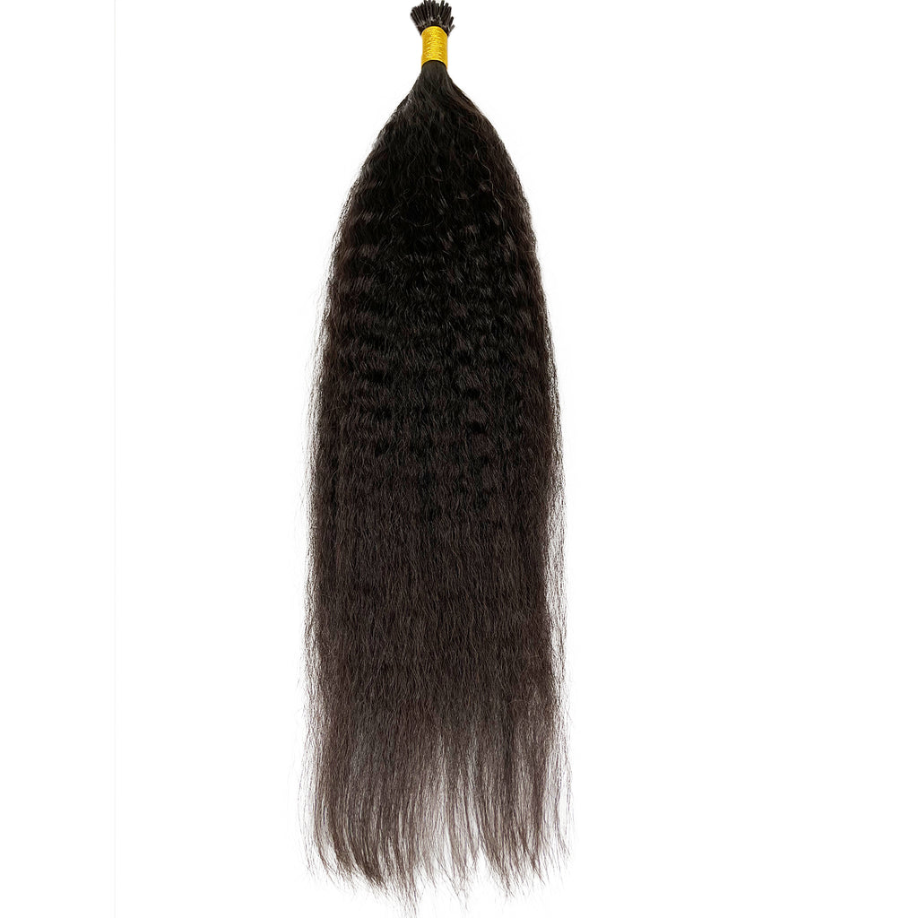 9A Malaysian I-Tip Kinky Straight Human Hair Extension Natural - eHair Outlet