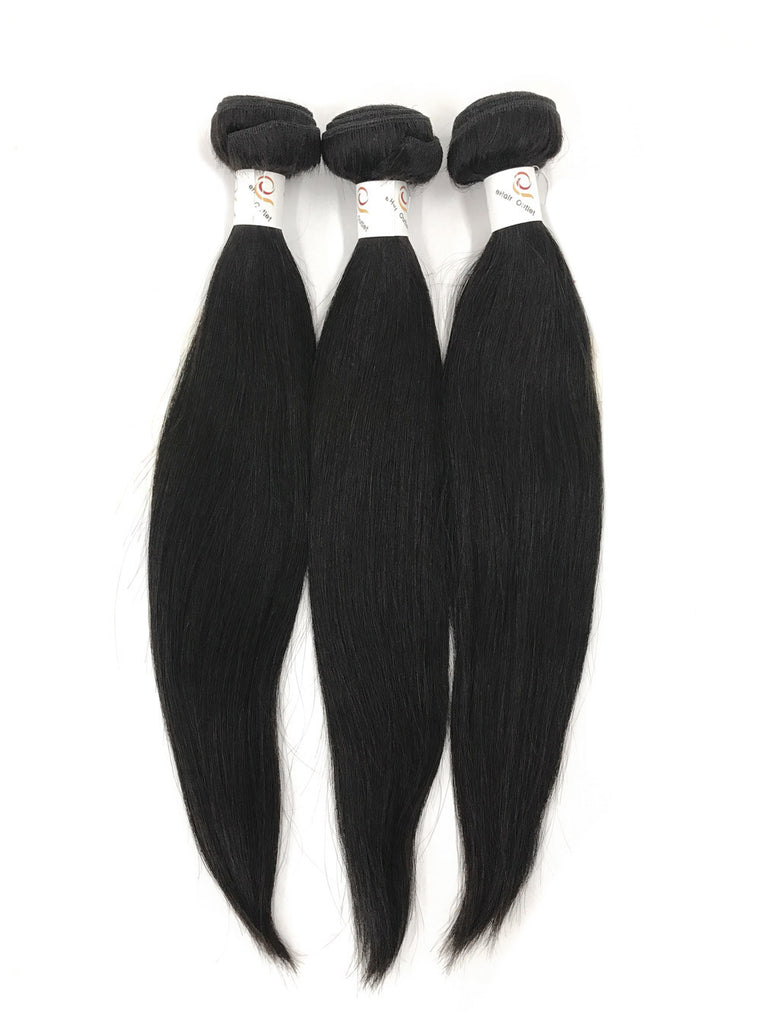 5A Brazilian 3 Bundle Set Straight Virgin Human Hair Extension w/ Remy Lace Closure - eHair Outlet
