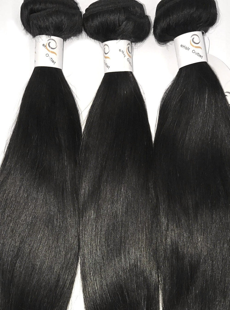 8A Malaysian 3 Bundle Set Straight w/ 4"X4" Lace Closure - eHair Outlet